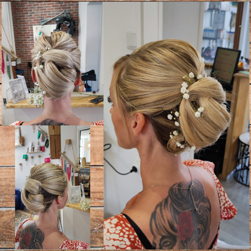 Un sublime chignon en préparation du plus beau jour d'une vie